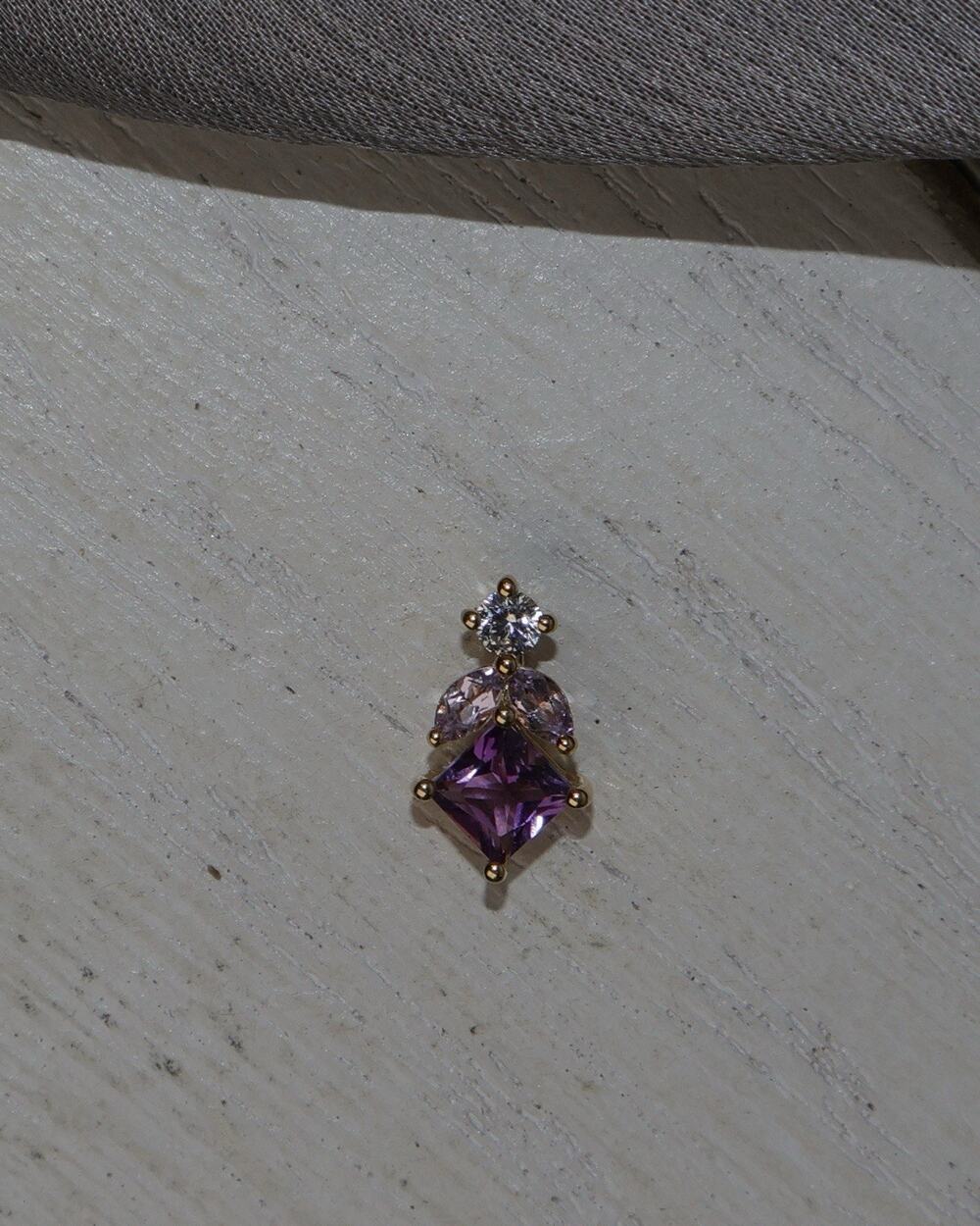 14k Gold Plated Amethyst & Topaz Pendant 0.4G / 0.4in